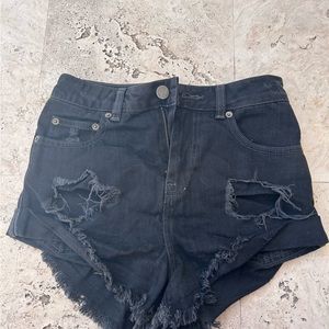 black jean shorts